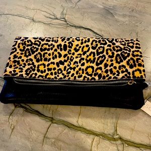 Leopard Suede and Leather Clutch Purse- NWT Sole Society
